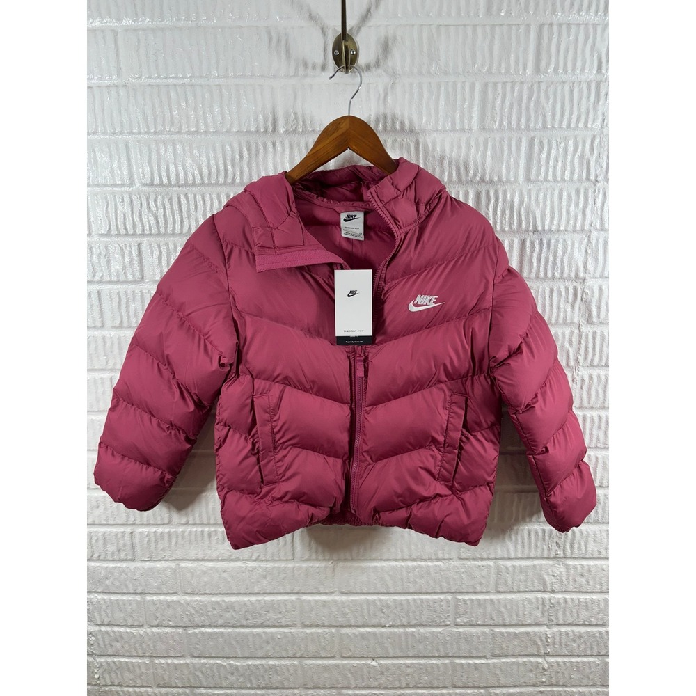 Nike Kids Therma-FIT Hooded Puffer Jacket Pink Small NWT